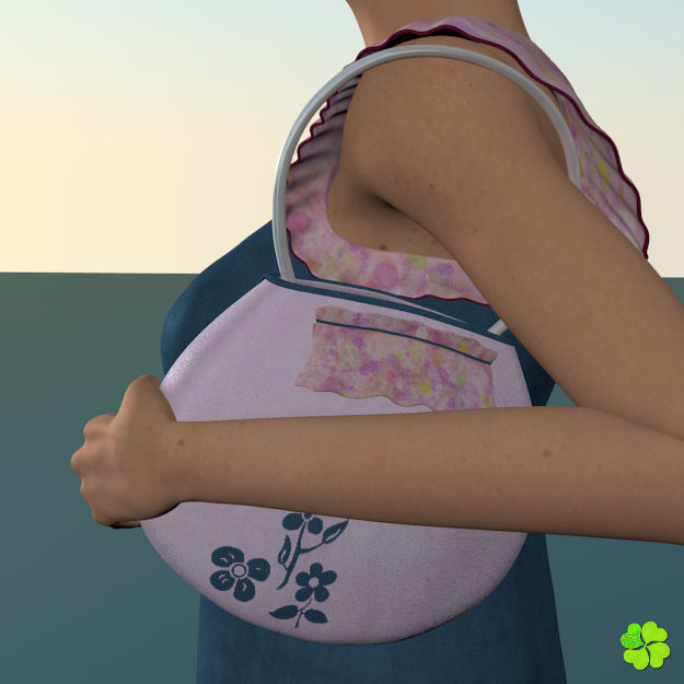 Handbag denim printed low poly Low-poly 3D model_1