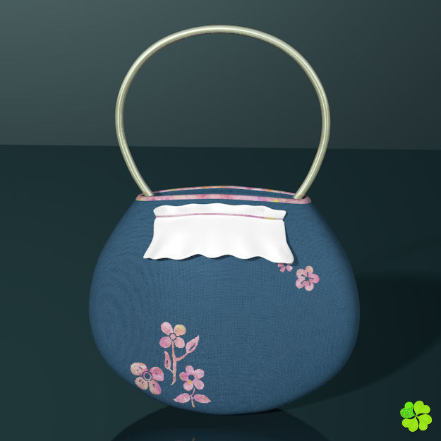 Handbag denim printed low poly Low-poly 3D model_14