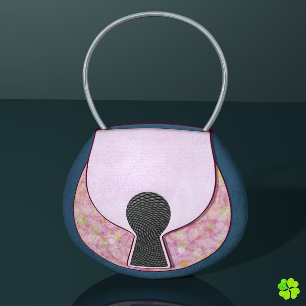 Handbag denim printed low poly Low-poly 3D model_3