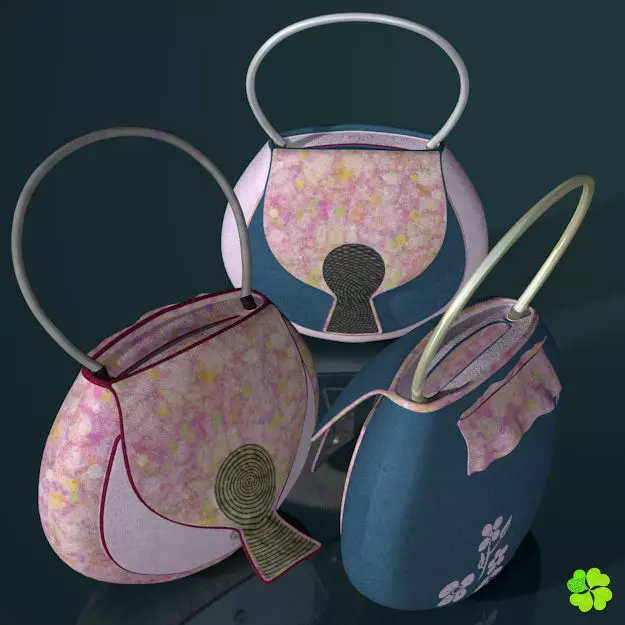 Handbag denim printed low poly Low-poly 3D model_0