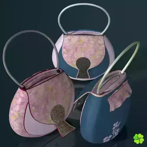 Handbag denim printed low poly Low-poly 3D model