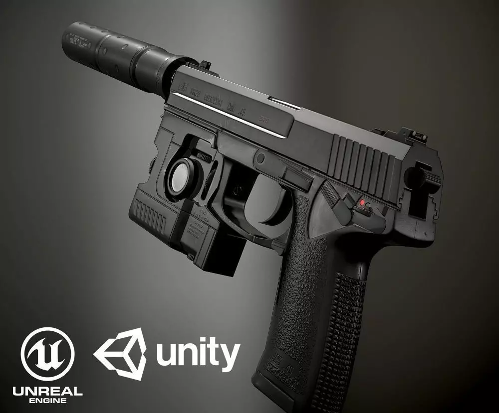 MK23 SOCOM PBR Low-poly 3D model_0