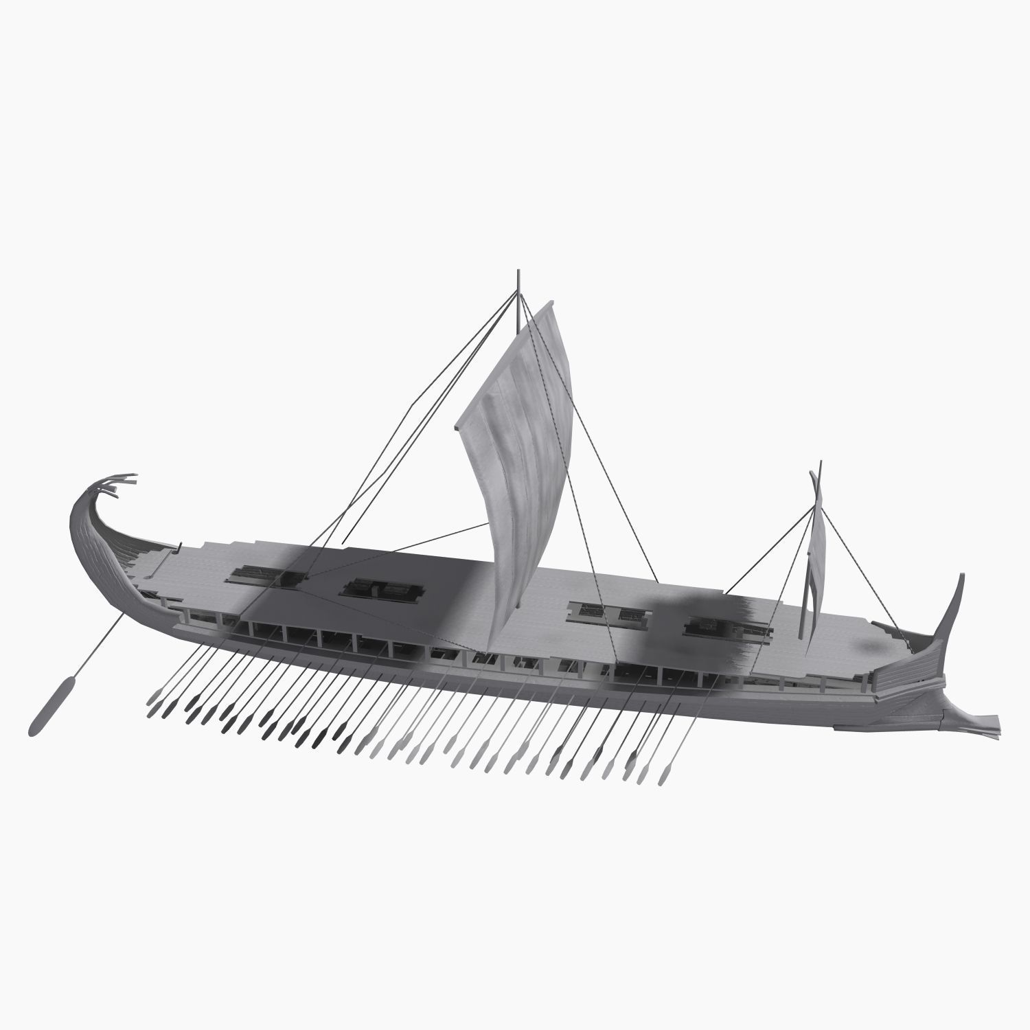 Low-poly Greek Trireme Low-poly 3D model_8