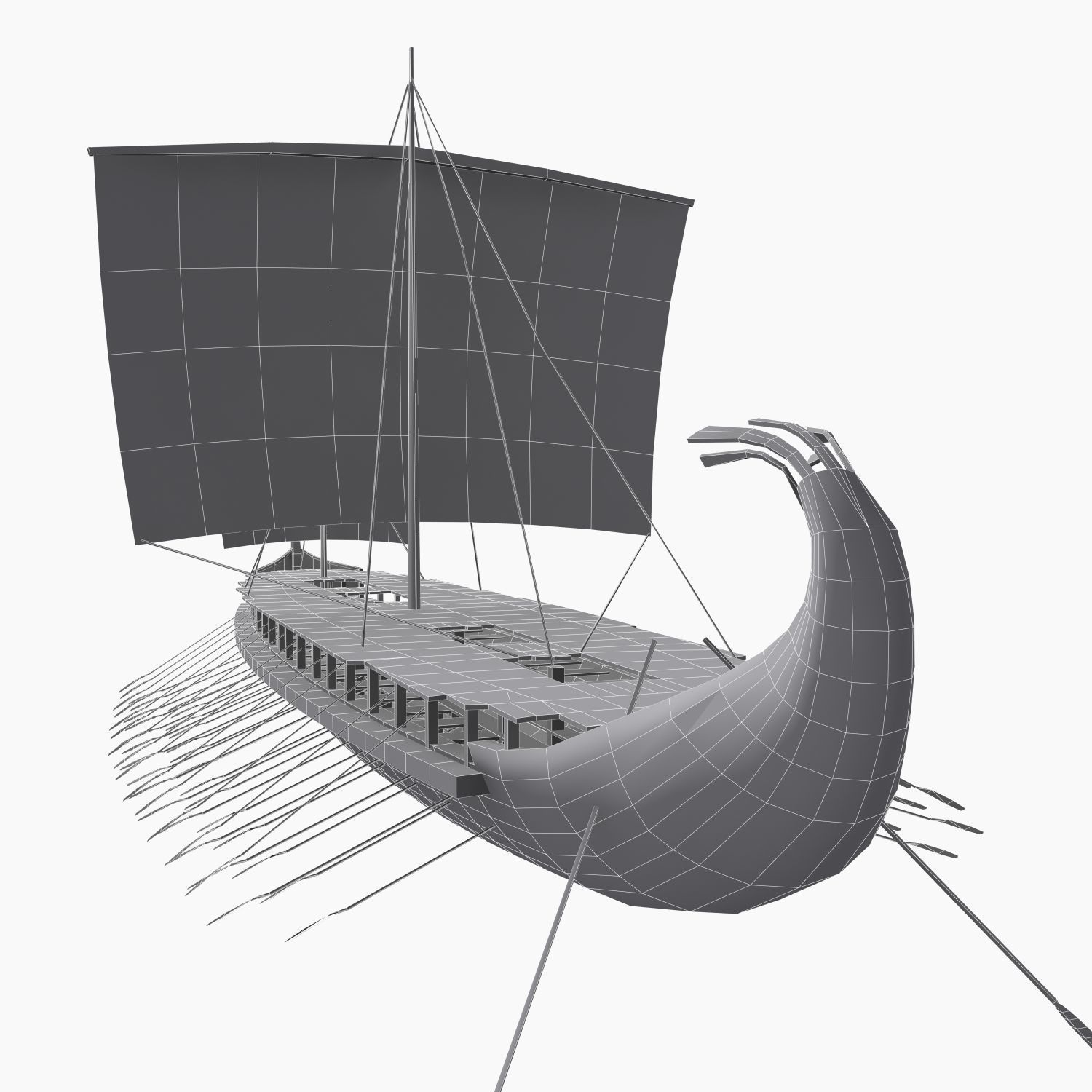 Low-poly Greek Trireme Low-poly 3D model_14