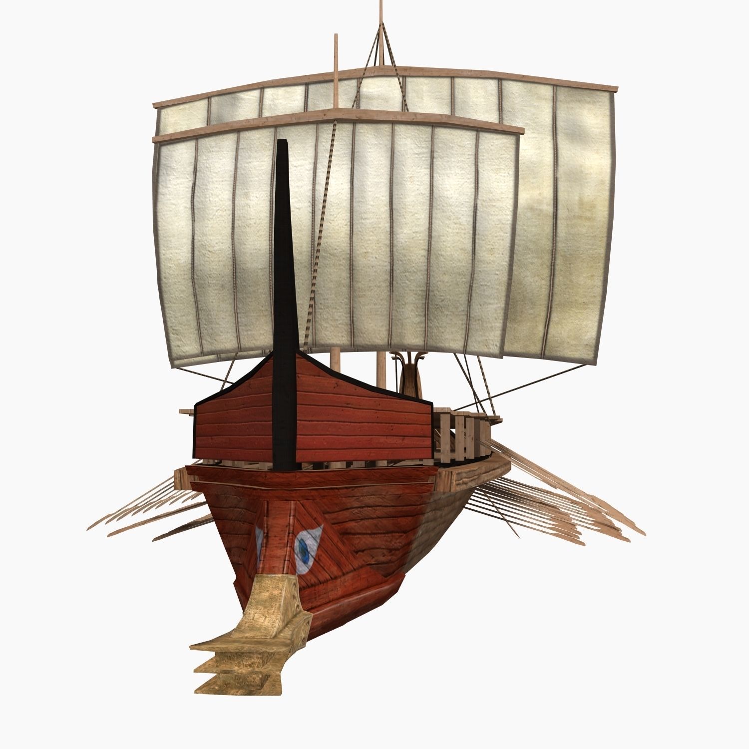 Low-poly Greek Trireme Low-poly 3D model_4