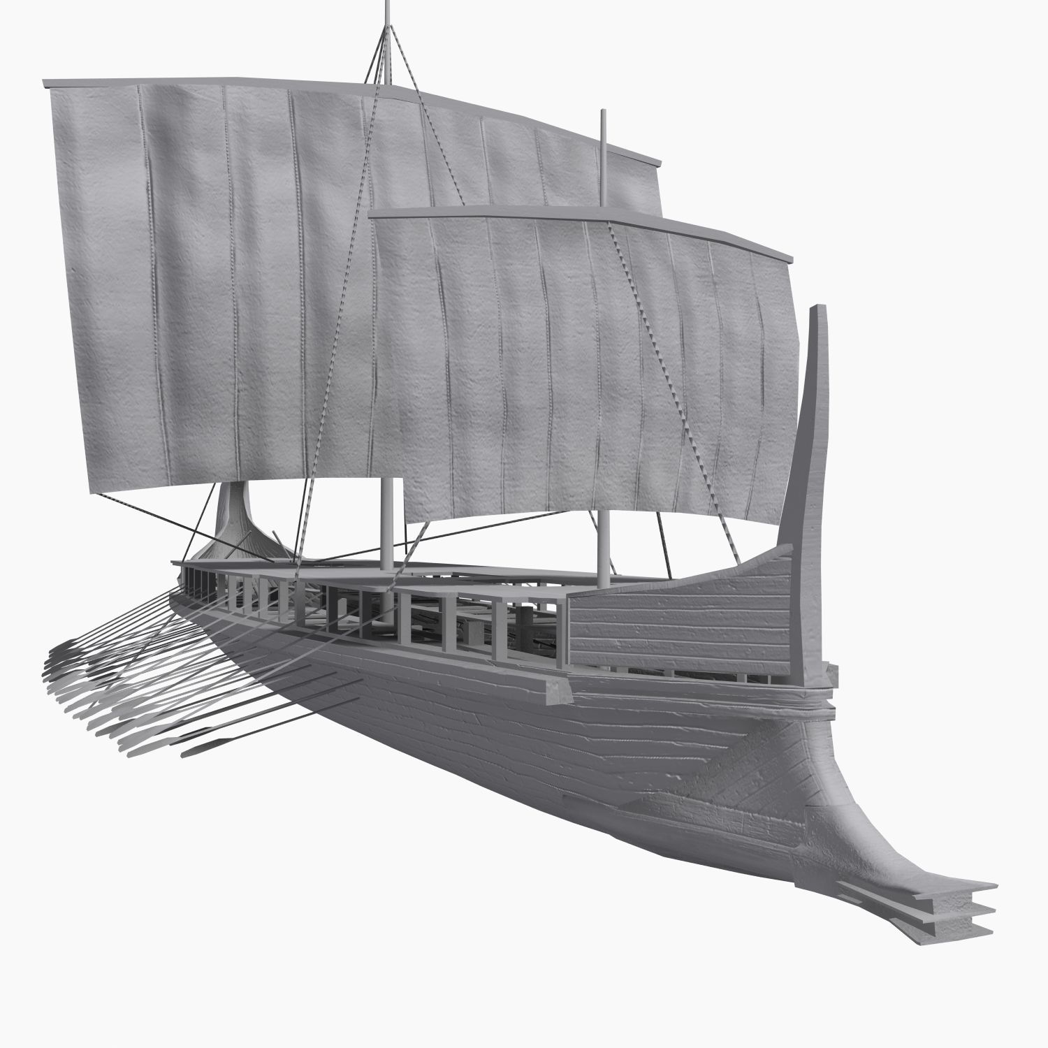 Low-poly Greek Trireme Low-poly 3D model_9