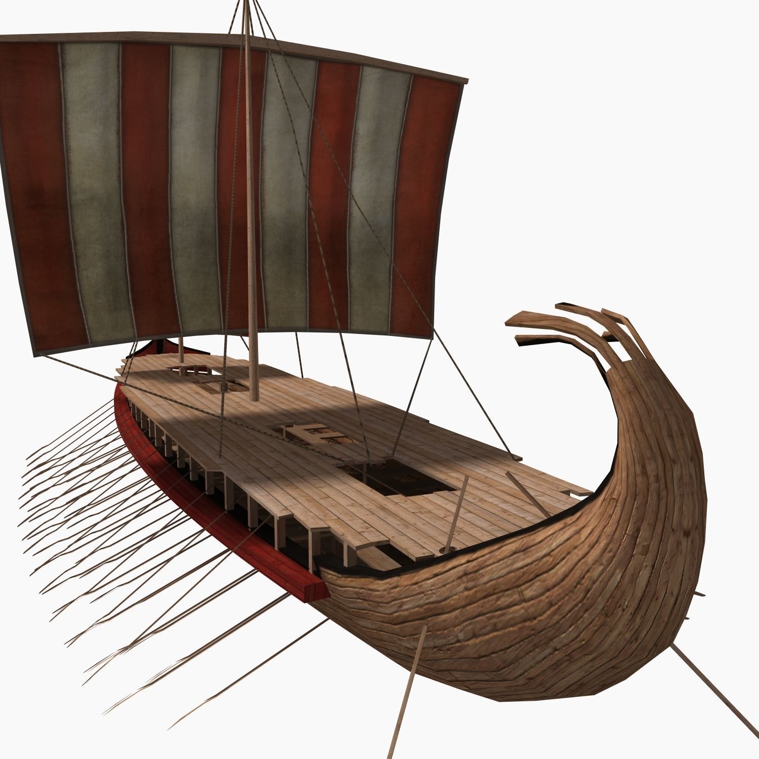 Low-poly Greek Trireme Low-poly 3D model_7