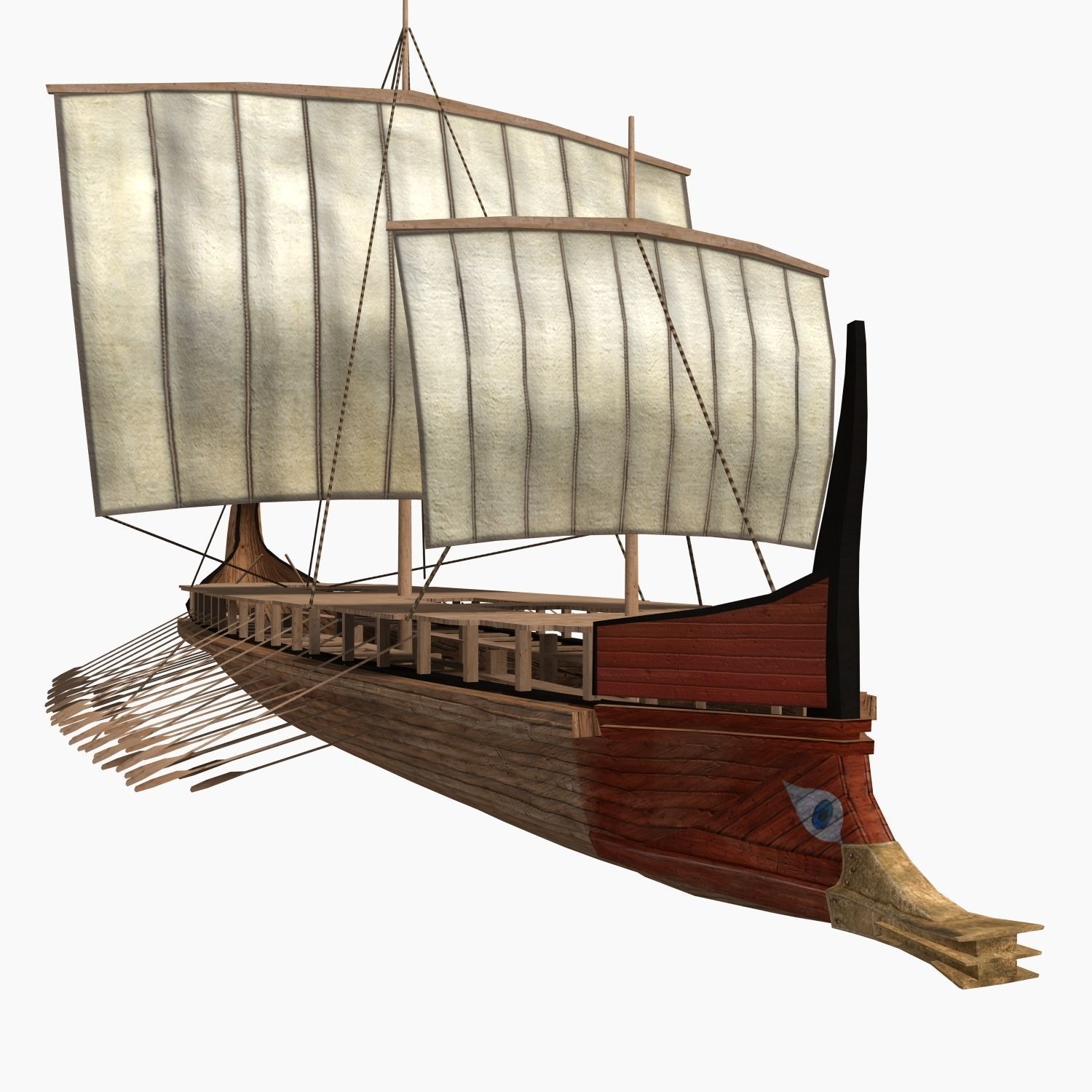 Low-poly Greek Trireme Low-poly 3D model_1