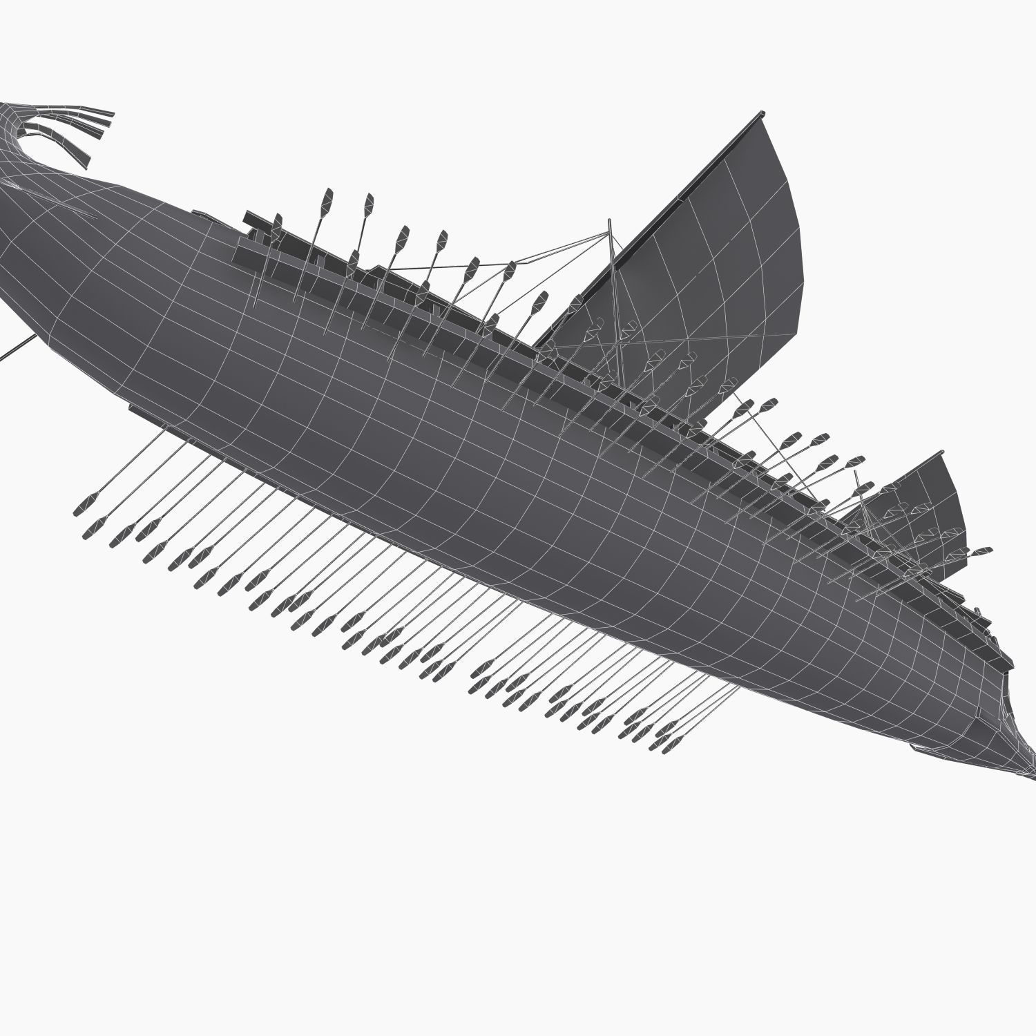 Low-poly Greek Trireme Low-poly 3D model_15