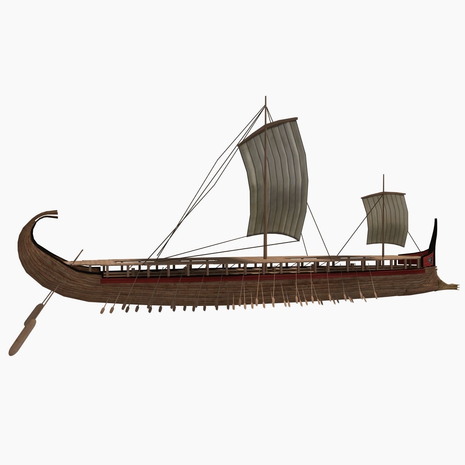 Low-poly Greek Trireme Low-poly 3D model_5