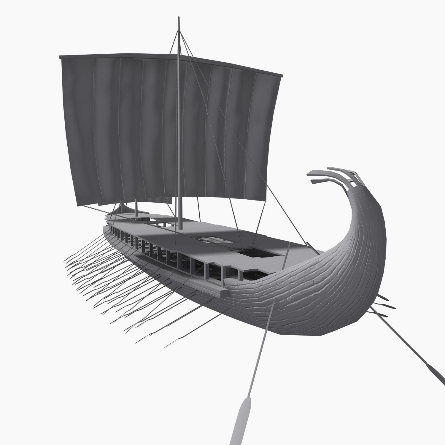 Low-poly Greek Trireme Low-poly 3D model_10