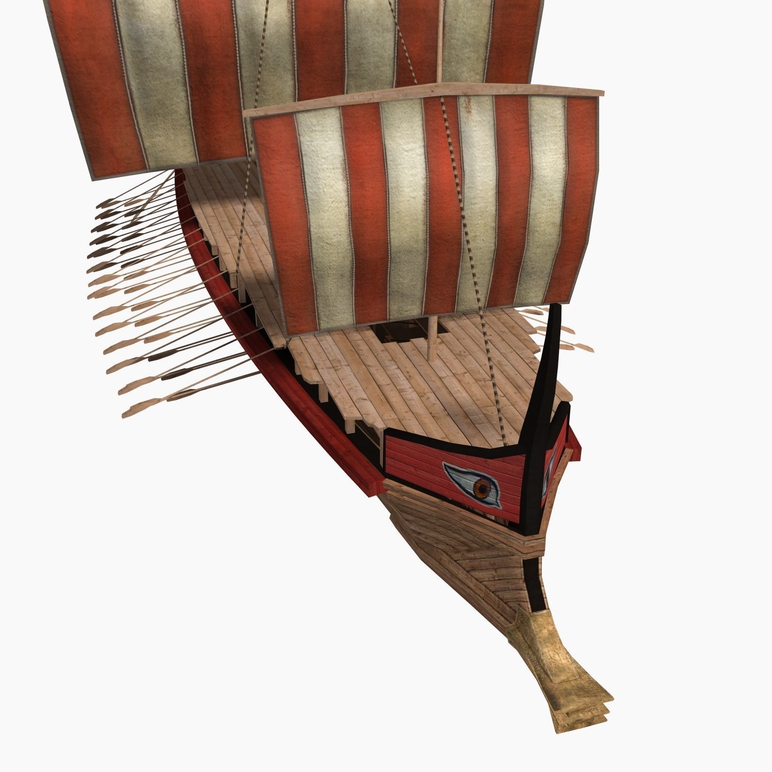 Low-poly Greek Trireme Low-poly 3D model_2
