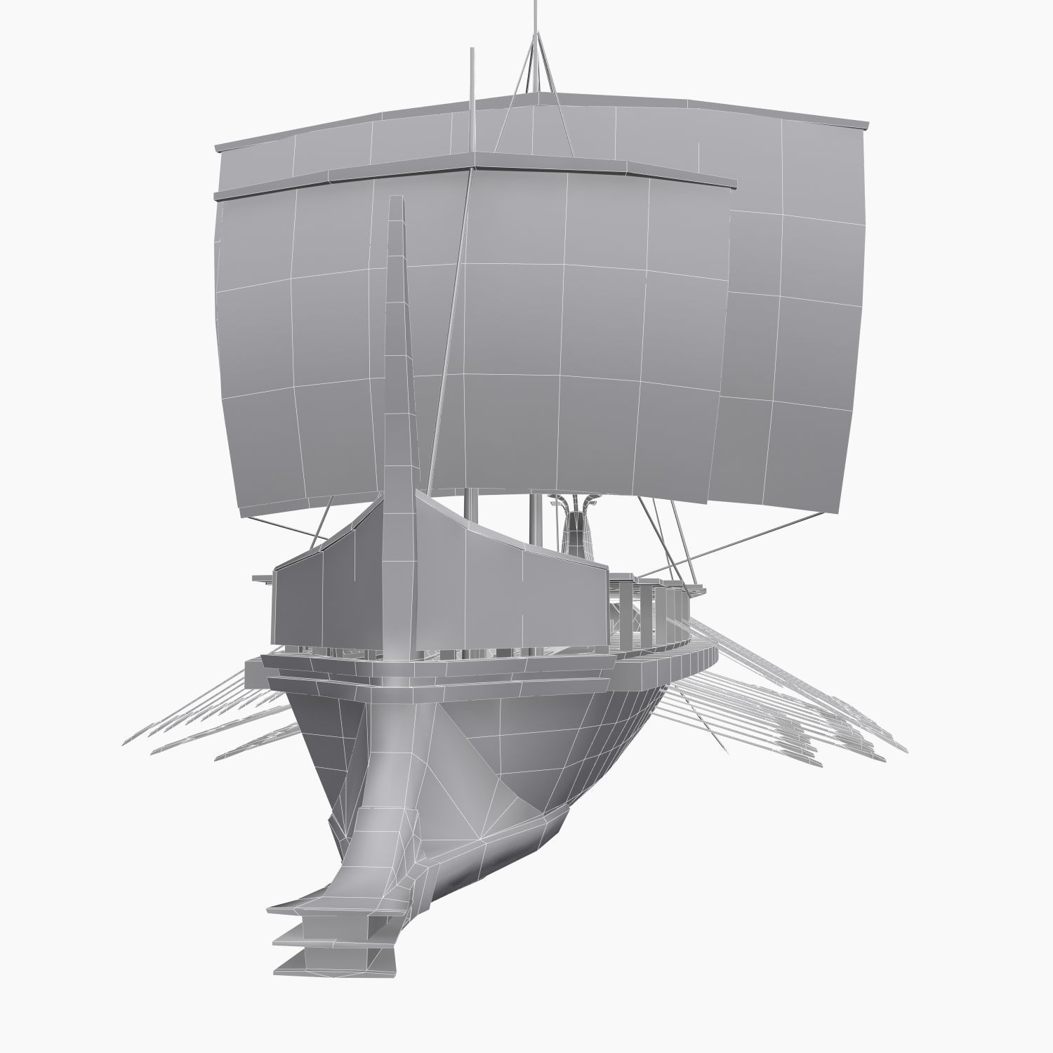 Low-poly Greek Trireme Low-poly 3D model_13