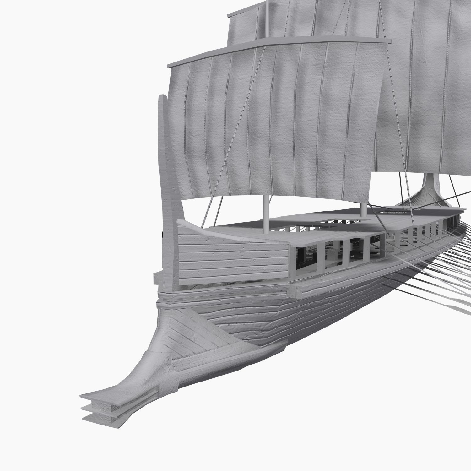 Low-poly Greek Trireme Low-poly 3D model_11