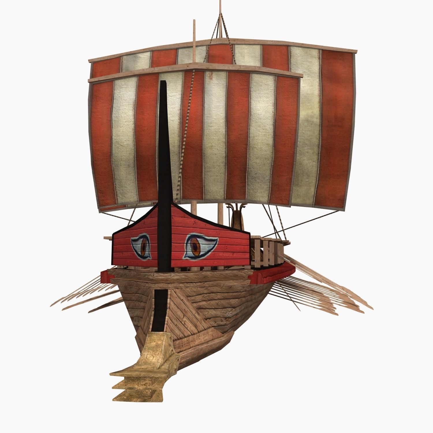 Low-poly Greek Trireme Low-poly 3D model_3