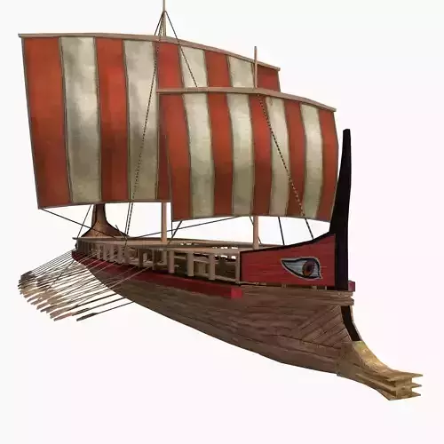 Low-poly Greek Trireme Low-poly 3D model