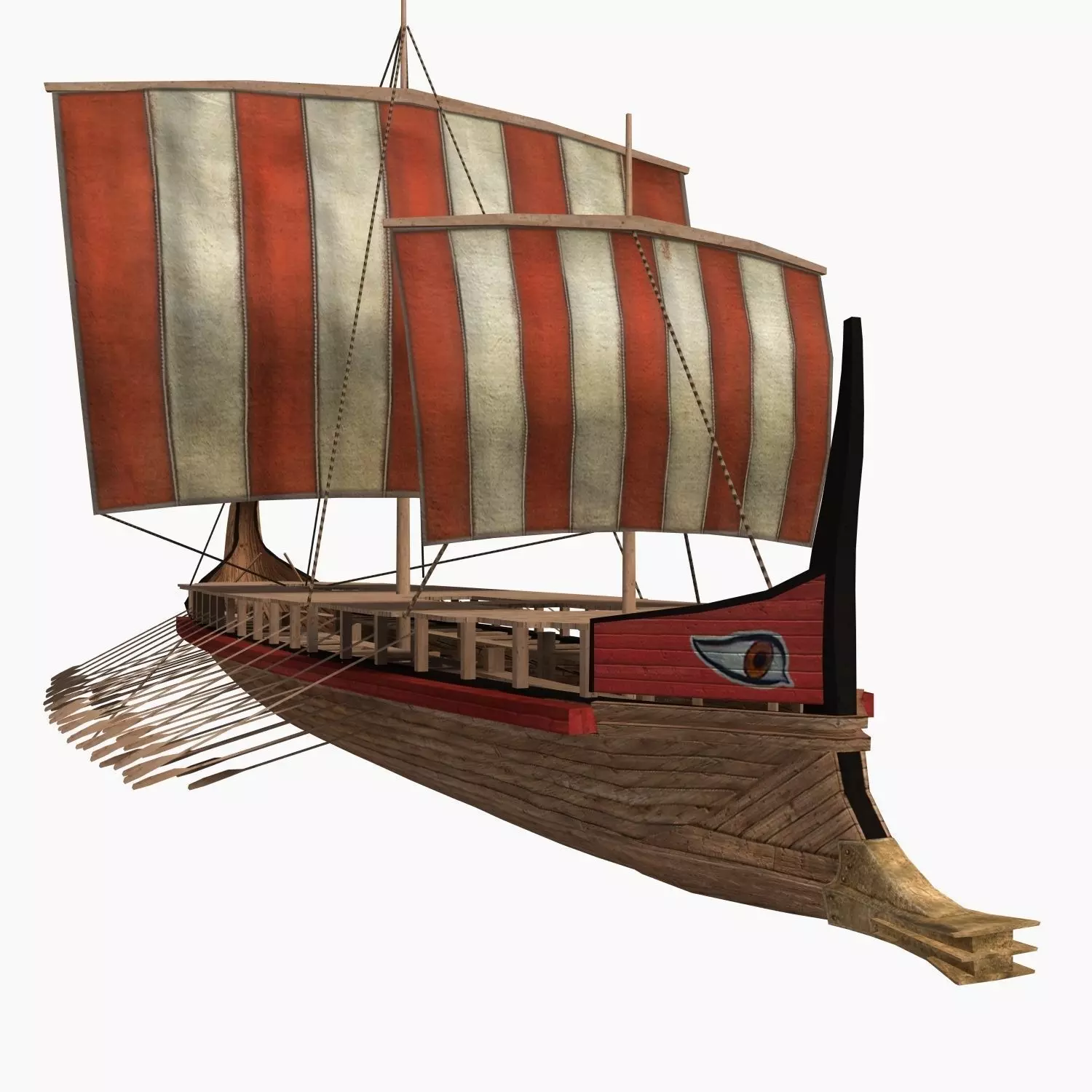 Low-poly Greek Trireme Low-poly 3D model_0