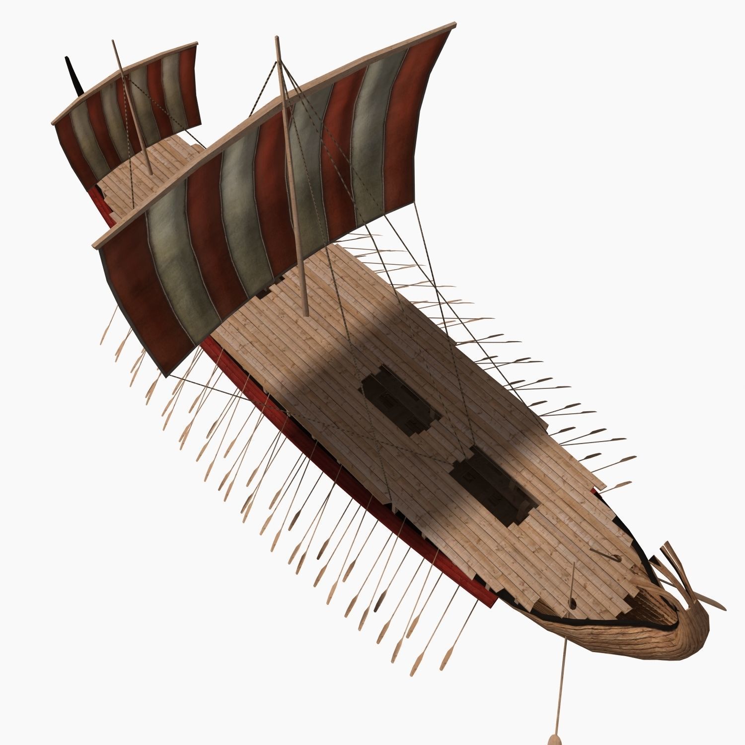 Low-poly Greek Trireme Low-poly 3D model_6