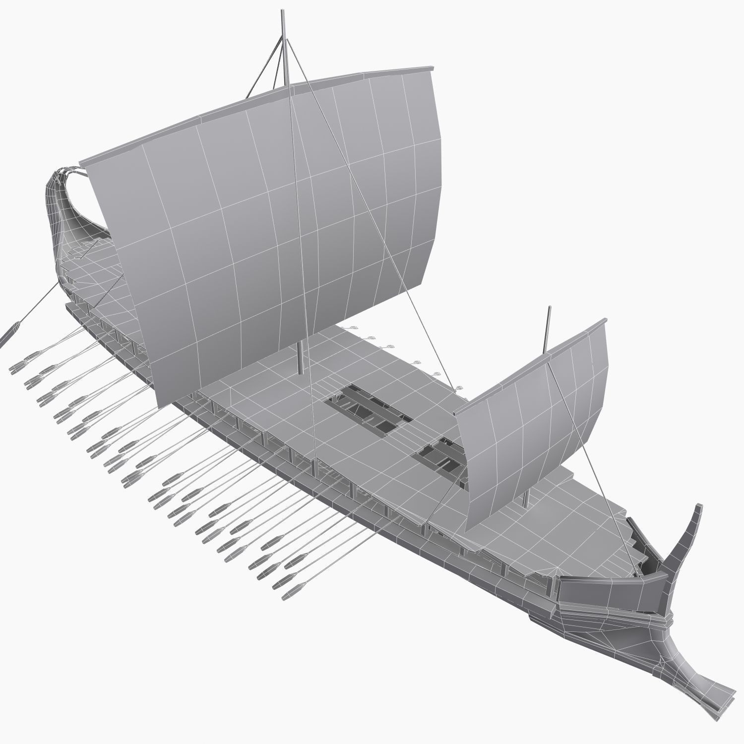 Low-poly Greek Trireme Low-poly 3D model_12