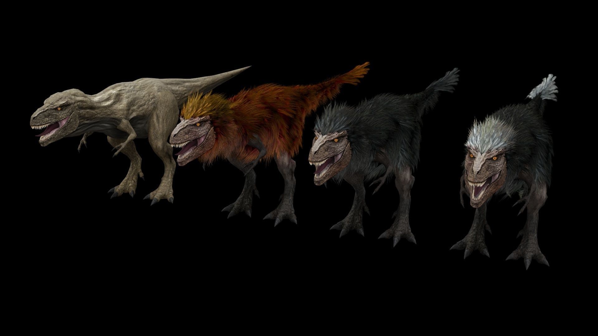 Feathered Tyrannosaurus Low-poly 3D model_4