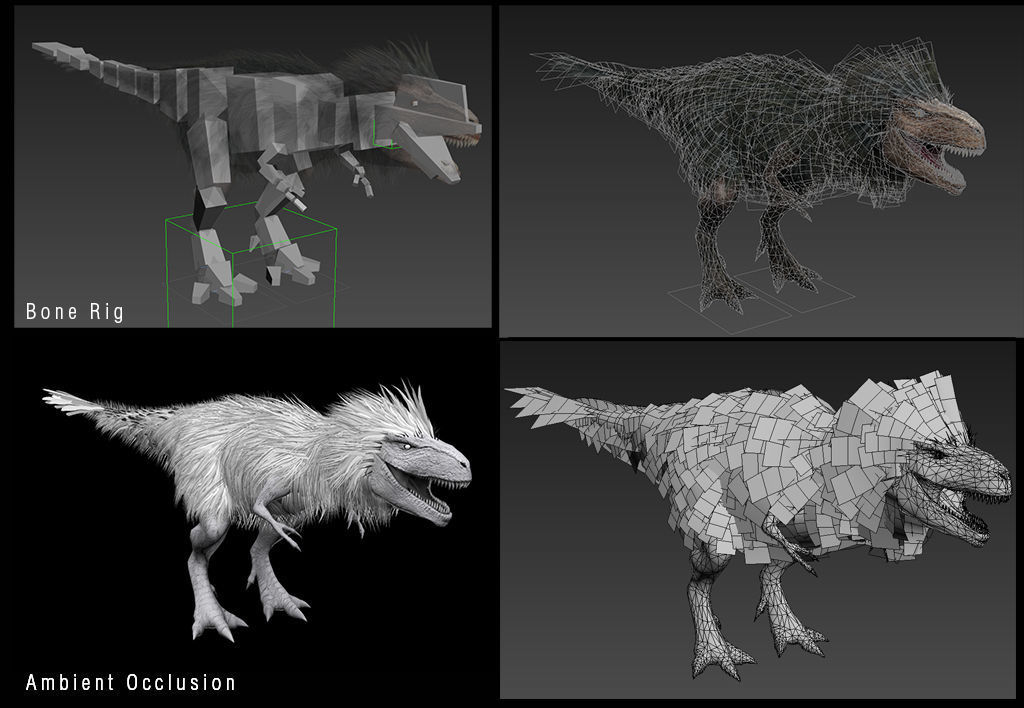 Feathered Tyrannosaurus Low-poly 3D model_5