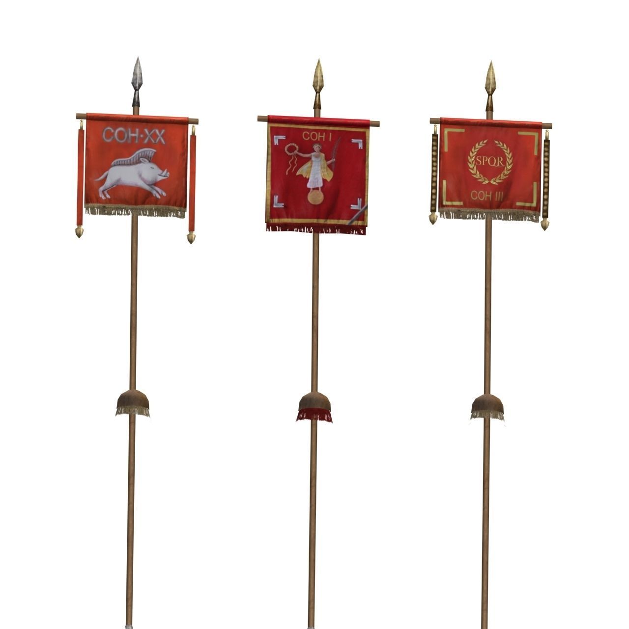 Low-poly Roman standards Low-poly 3D model_1