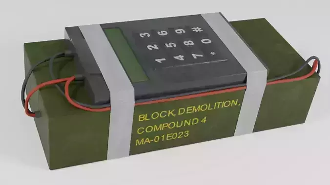 C4 Bomb - Improvised explosive device PBR Low-poly 3D model