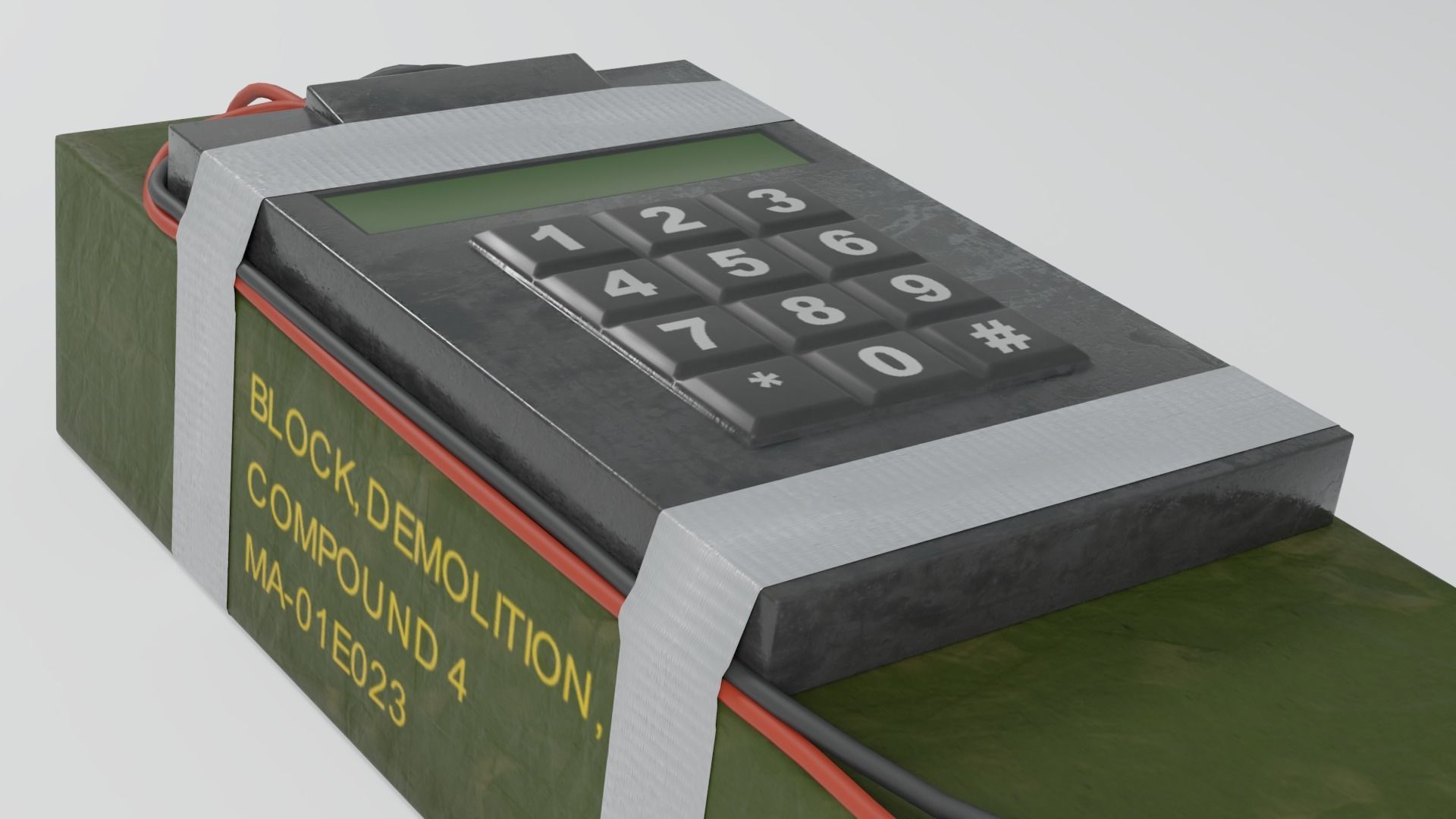 C4 Bomb - Improvised explosive device PBR Low-poly 3D model_4