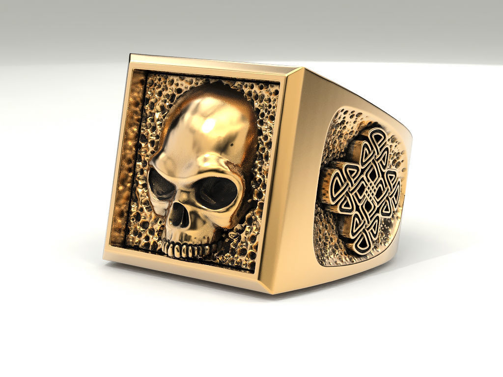 Ring skull and Celtic pattern 3D print model_6