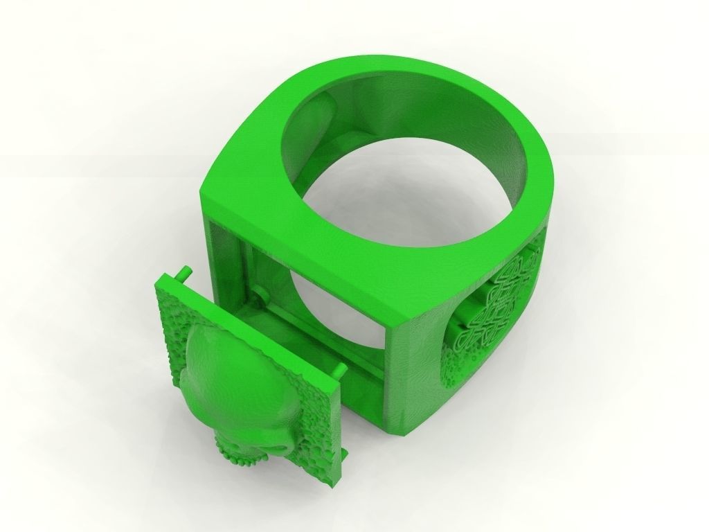 Ring skull and Celtic pattern 3D print model_8