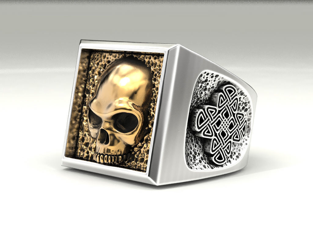 Ring skull and Celtic pattern 3D print model_2