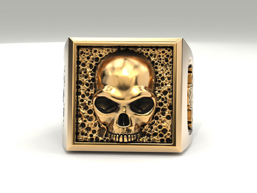 Ring skull and Celtic pattern 3D print model_7