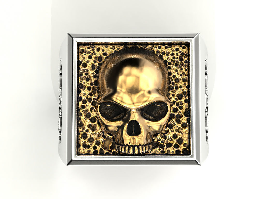 Ring skull and Celtic pattern 3D print model_3