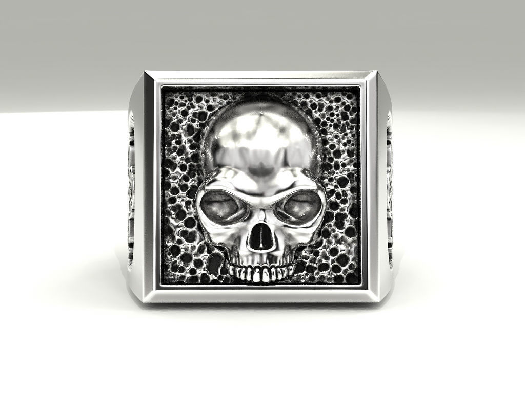 Ring skull and Celtic pattern 3D print model_4