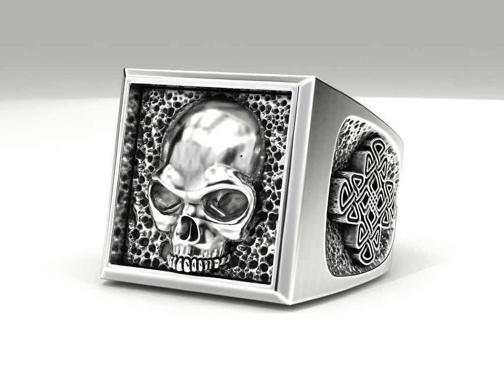 Ring skull and Celtic pattern 3D print model_5