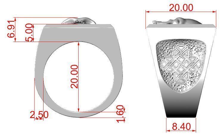 Ring skull and Celtic pattern 3D print model_10