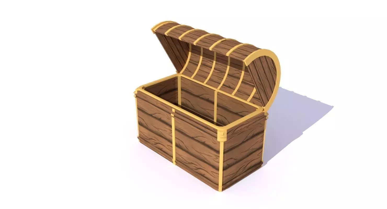 Wooden treasure chest 3D model