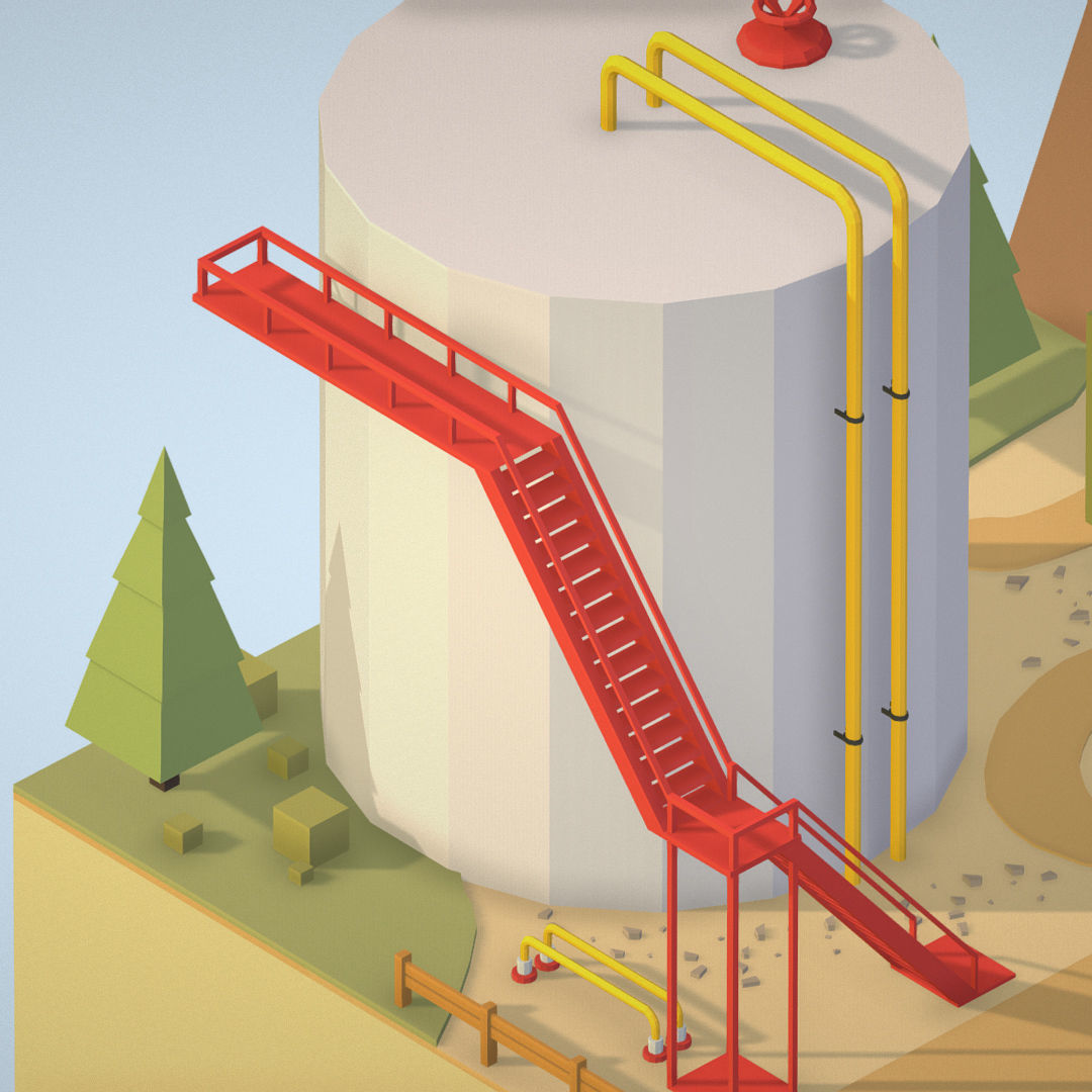 Isometric oil field extracting crude oil Low-poly 3D model_19