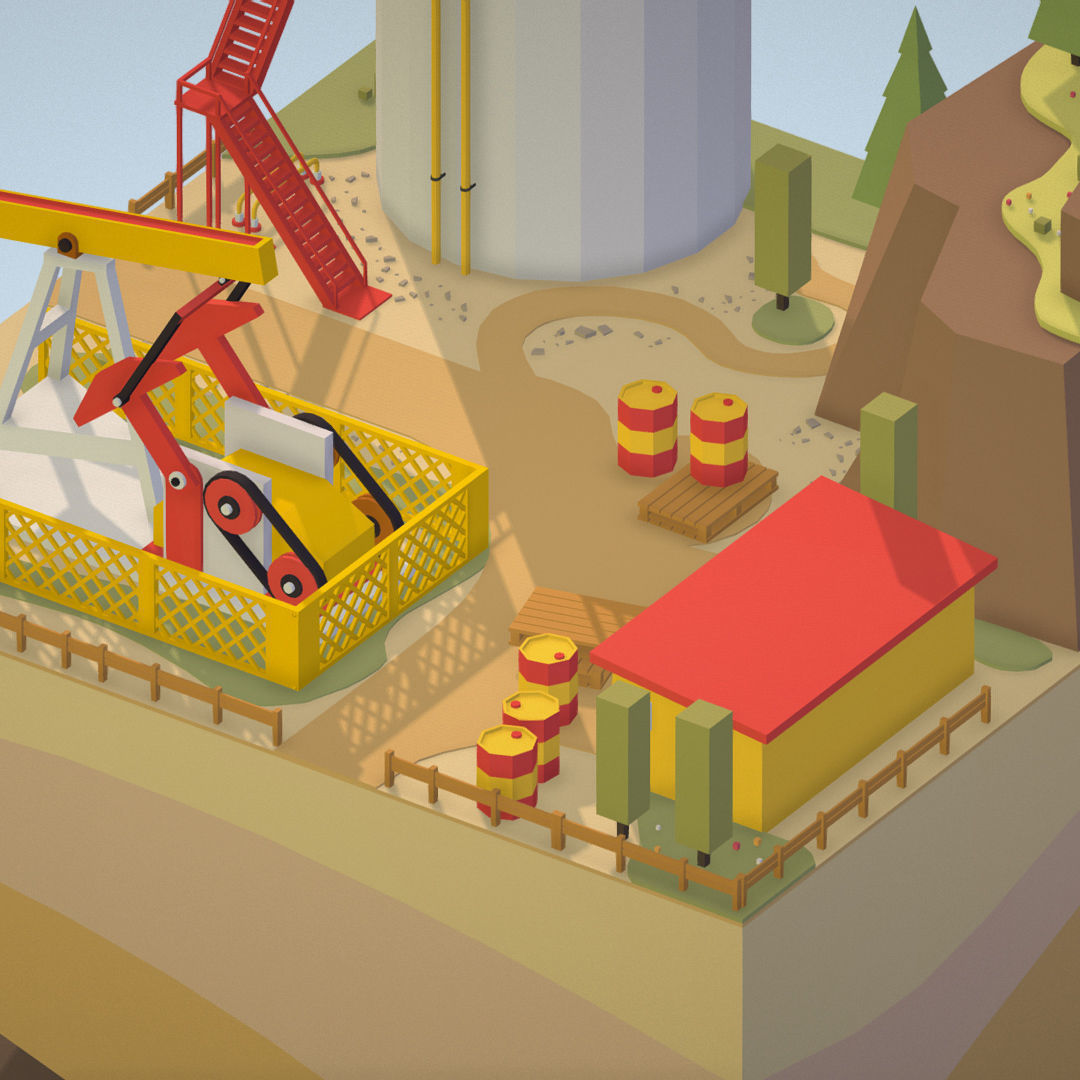 Isometric oil field extracting crude oil Low-poly 3D model_10