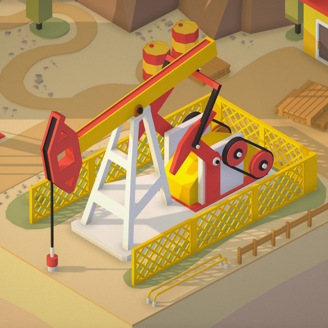 Isometric oil field extracting crude oil Low-poly 3D model_18