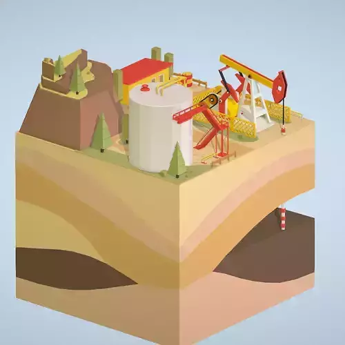 Isometric oil field extracting crude oil