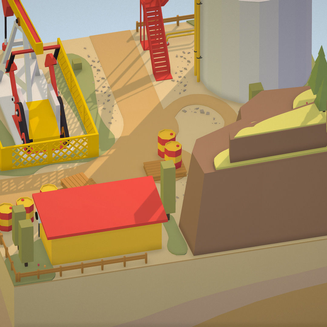Isometric oil field extracting crude oil Low-poly 3D model_11