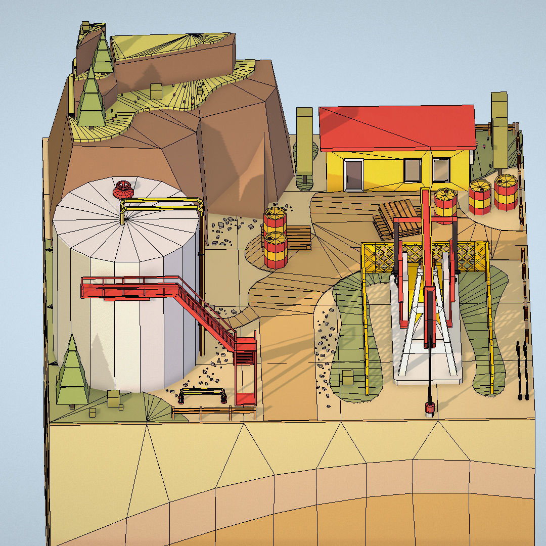 Isometric oil field extracting crude oil Low-poly 3D model_24