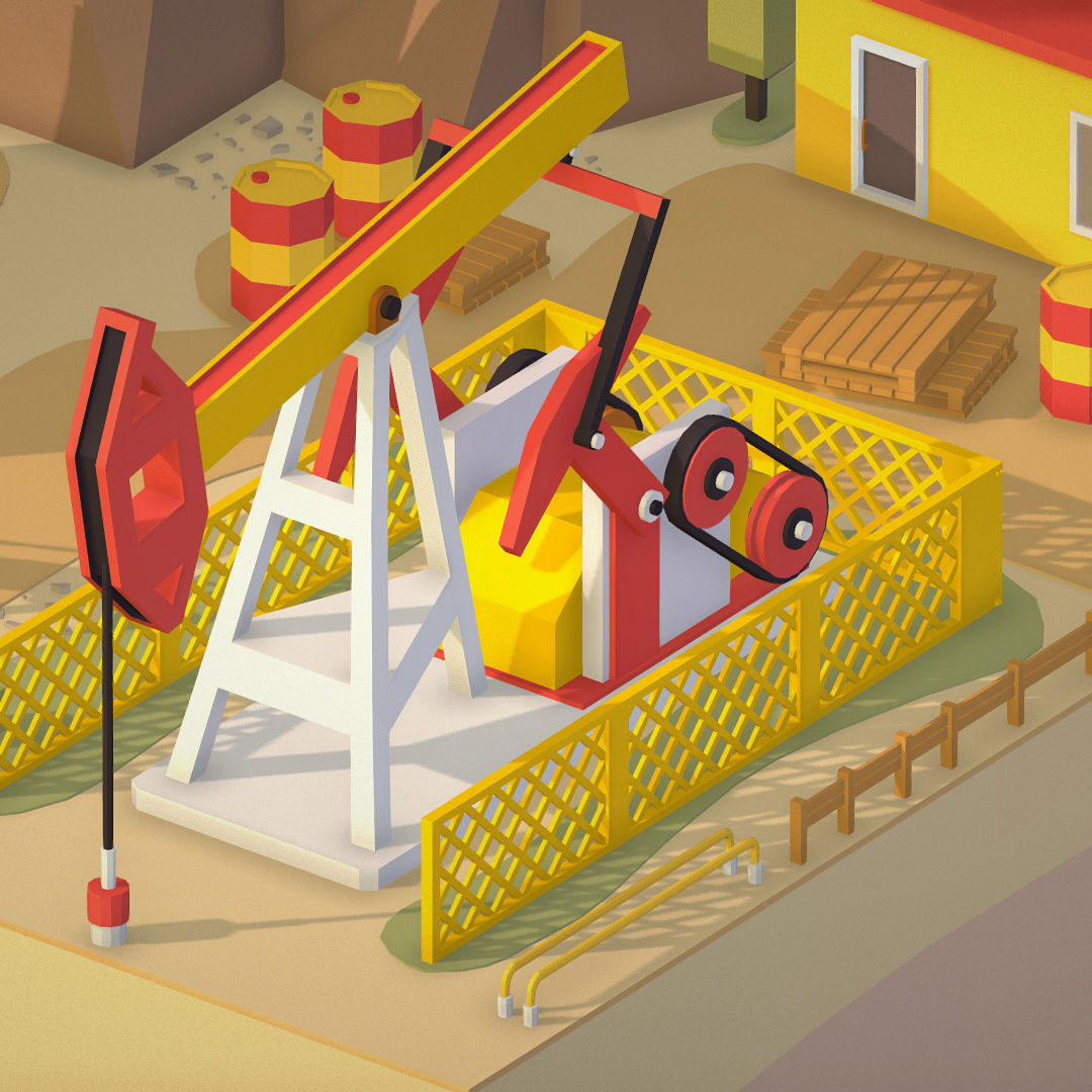 Isometric oil field extracting crude oil Low-poly 3D model_27