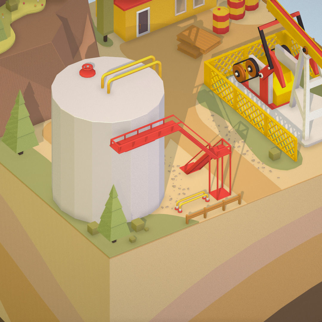 Isometric oil field extracting crude oil Low-poly 3D model_9