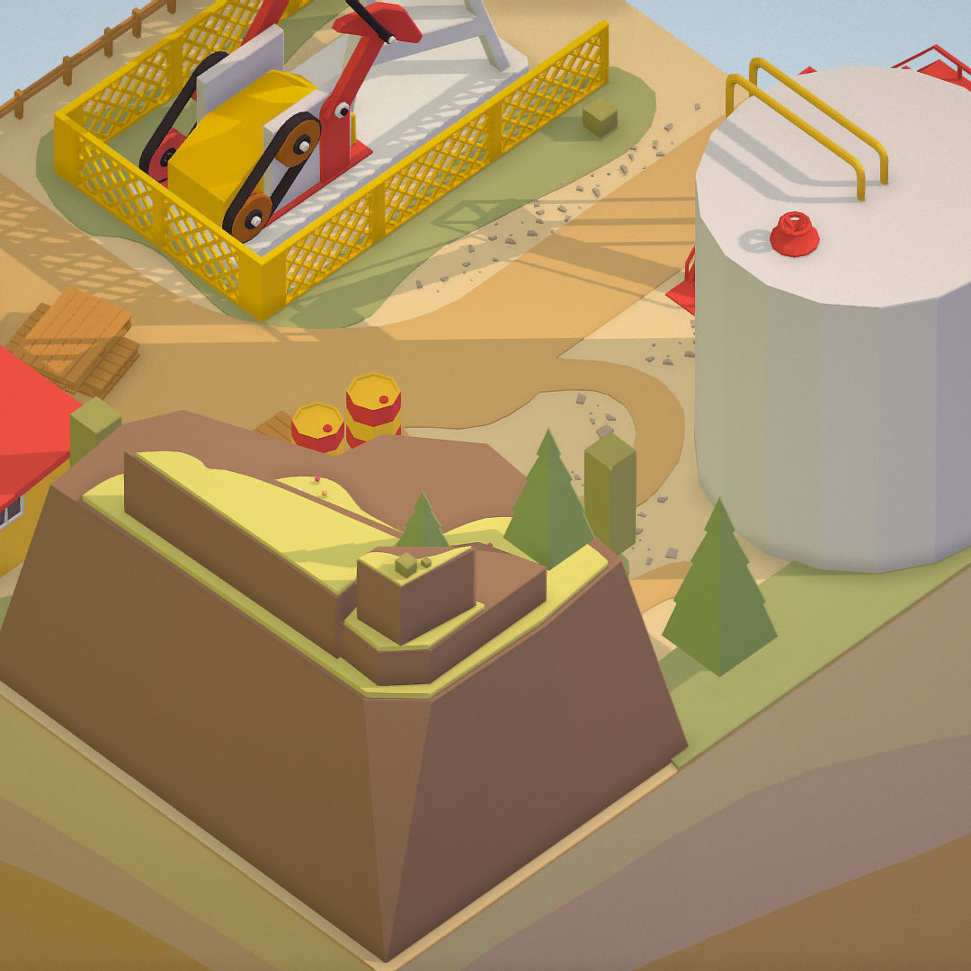 Isometric oil field extracting crude oil Low-poly 3D model_12