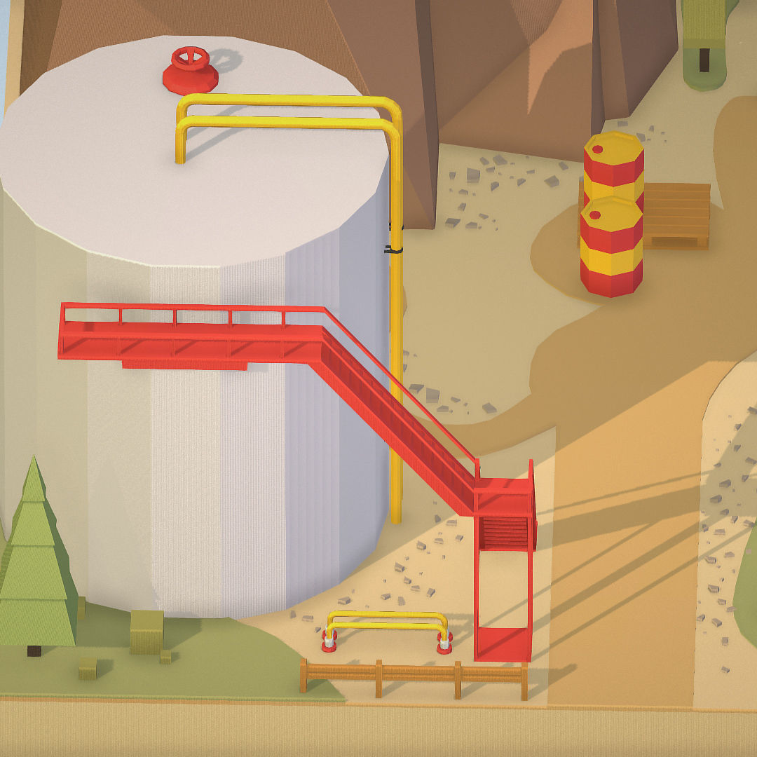 Isometric oil field extracting crude oil Low-poly 3D model_13