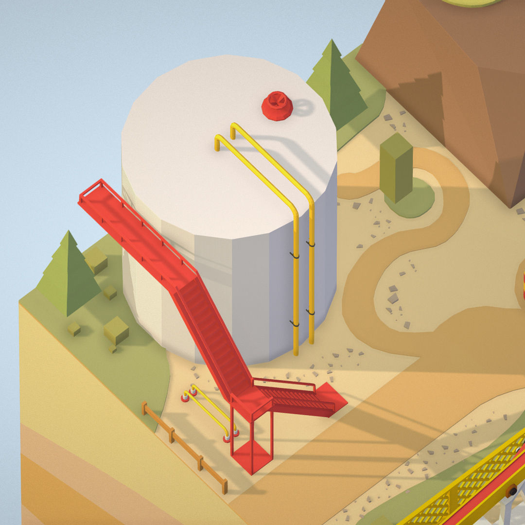 Isometric oil field extracting crude oil Low-poly 3D model_20