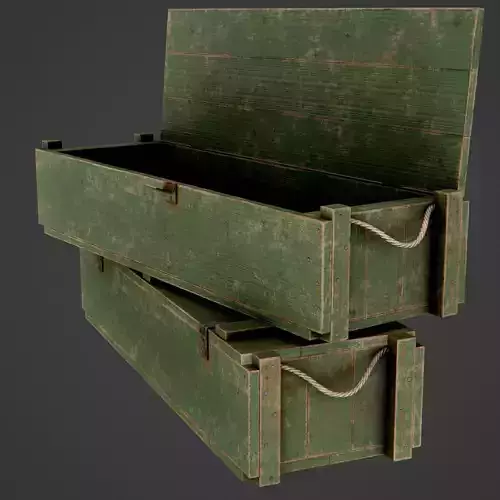 Painted Wooden Ammo Box - PBR Game-Ready Low-poly 3D model
