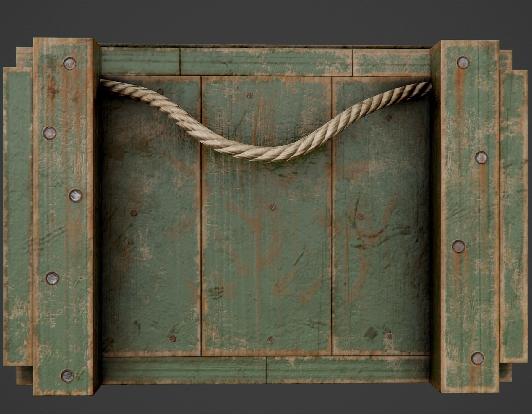 Painted Wooden Ammo Box - PBR Game-Ready Low-poly 3D model_2